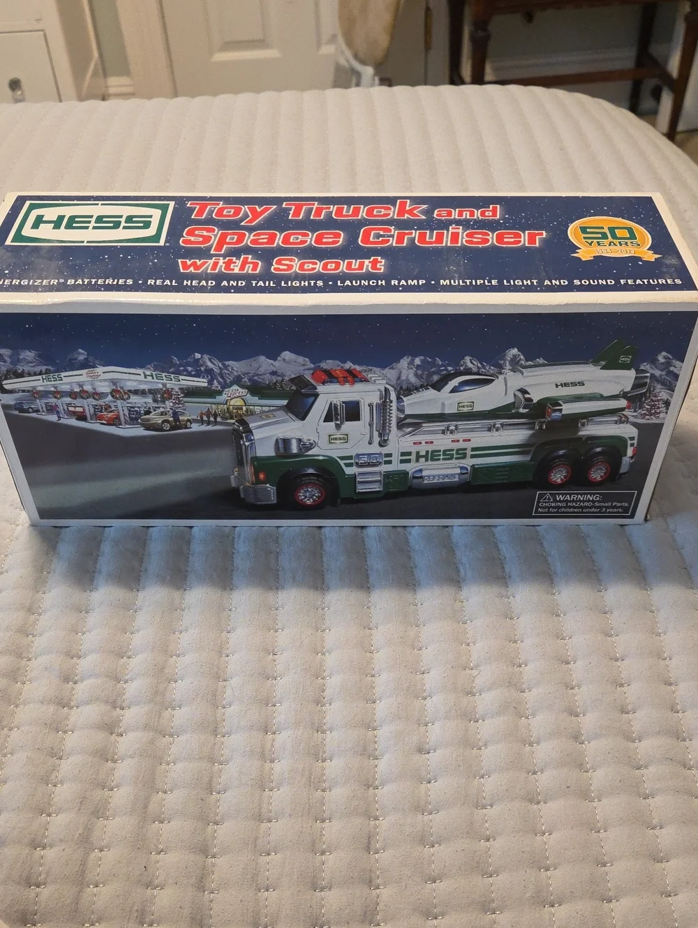 Hess Toy Truck and Space Cruiser with Scout - White & Green-50 Years